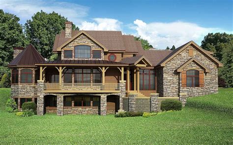 Plan 9547RW: Panoramic Wrap-around Porch | Lake front house plans, Craftsman house plans ...