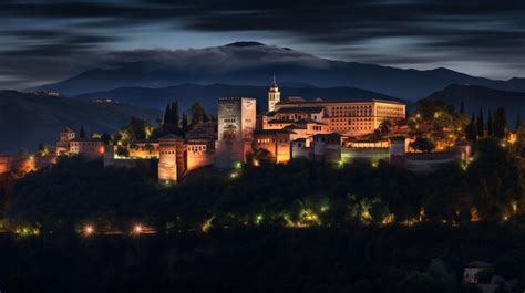 Premium AI Image | Night view of Alhambra