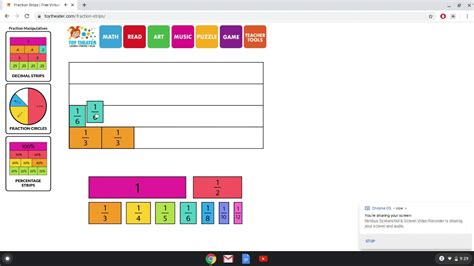 Using Fraction Strips From Toy Theater - YouTube