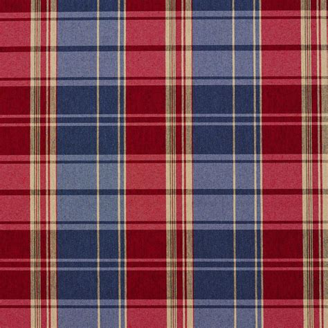 E804 Red And Blue Classic Plaid Jacquard Upholstery Fabric