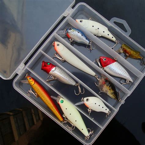 Freshwater Fishing Lure Kit Minnow Popper VIB Insect Bait 10 Pieces Artificial Lures For Lure ...