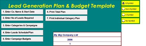 Sales Leads Generation Plan & Budget MS-Excel Template