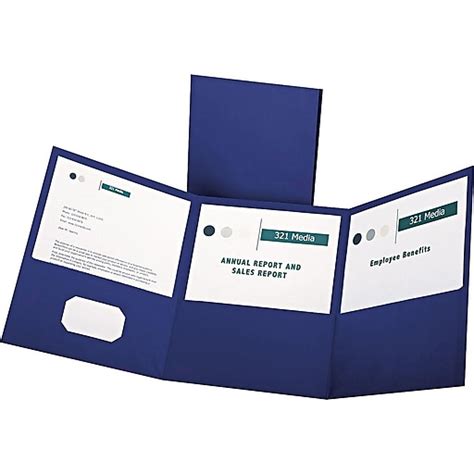 Oxford Tri-Fold Presentation Folders, Blue, 20/Box (OXF 59802) | Staples