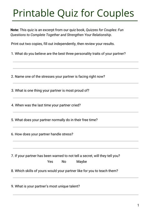 Solution Focused Couples Therapy Worksheets