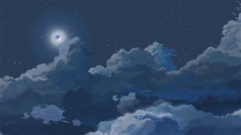 White clouds illustration, Moon, clouds, night HD wallpaper | Wallpaper Flare