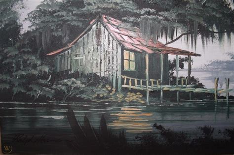 Ralph Harmon "Louisiana Swamp Cabin" Oil Painting 16''x 20'' | #1852196911