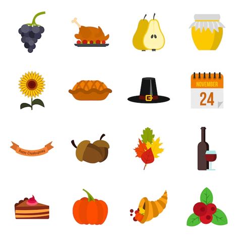 Premium Vector | Thanksgiving icons set