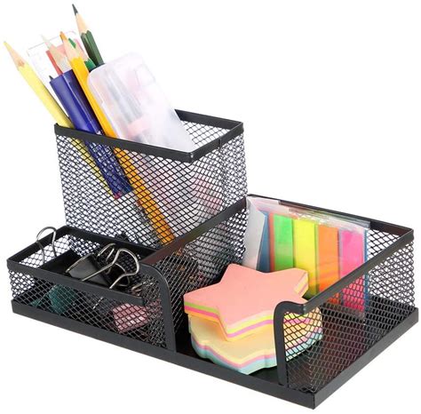 Pen Holder Mesh Pencil Holder Metal Pencil Holders Pen Organizer Black for Desk Office Pencil ...