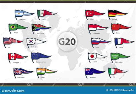 20 flags of G20 countries stock vector. Illustration of saudi - 125693732