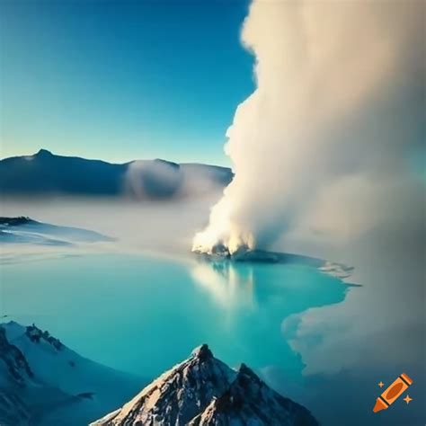 Sulfur springs steam vents on a mountain on Craiyon