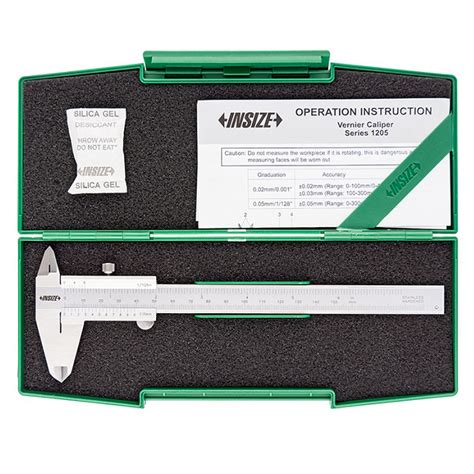 Insize 1205-300S: Vernier Caliper, Range 0-300mm, Accuracy +/-0.05mm