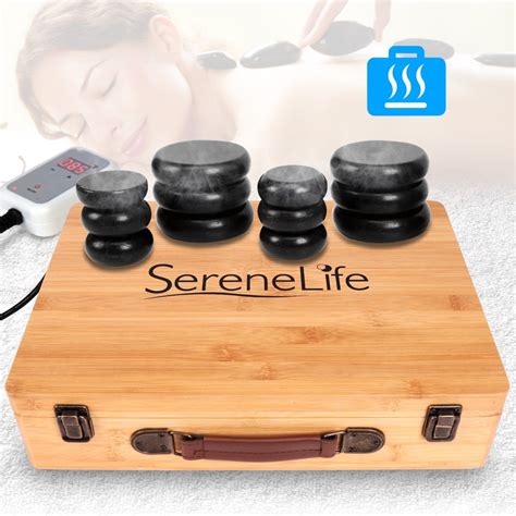 SereneLife PSLMSGST65 - Hot Stone Massage Kit - Portable Heated Rock ...