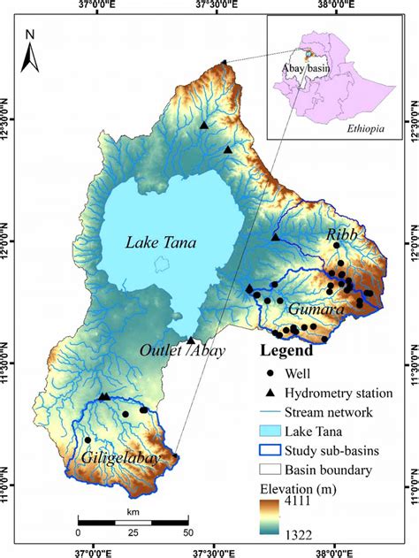 | Location map and major tributaries of Lake Tana including the three... | Download Scientific ...