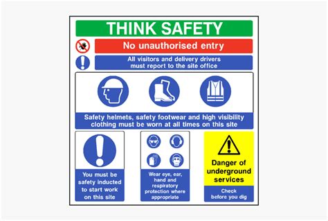 Think Safety Construction Sign - Safety Signage For Construction Site, HD Png Download ...