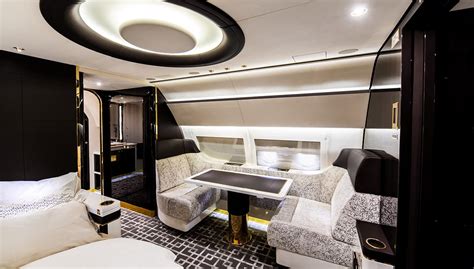 Private jet interior like vintage train - Business Insider