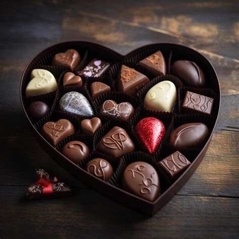 Premium AI Image | heart shaped box with assorted chocolates for ...