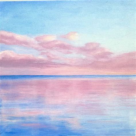 Pink sunset on the sea original oil painting ocean sky | Etsy