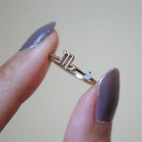 14K Scorpio Horoscope Birthstone Ring (Opal + Citrine)