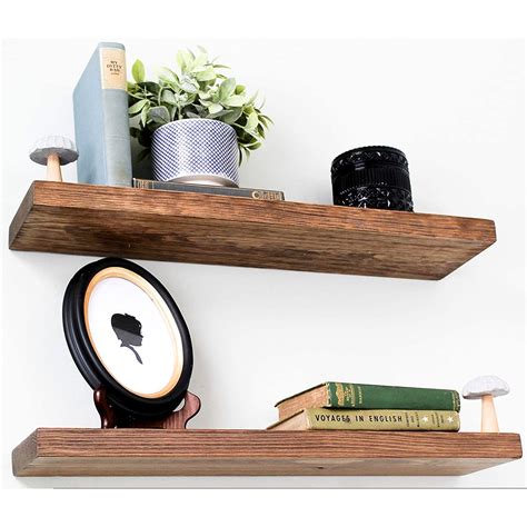 Willow & Grace Designs 24 Inch Floating Wall Shelves, Set of 2, Walnut ...