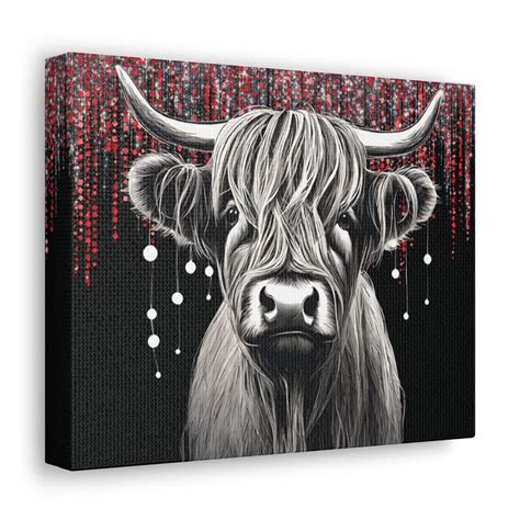 Highland Cow Pencil Sketch Print on Canvas Gallery Wraps - Etsy