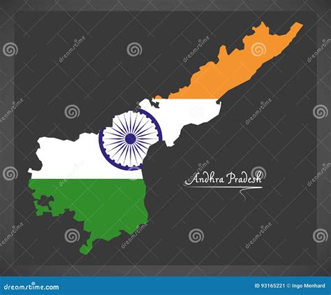 Andhra Pradesh Map With Indian National Flag Illustration Cartoon Vector | CartoonDealer.com ...