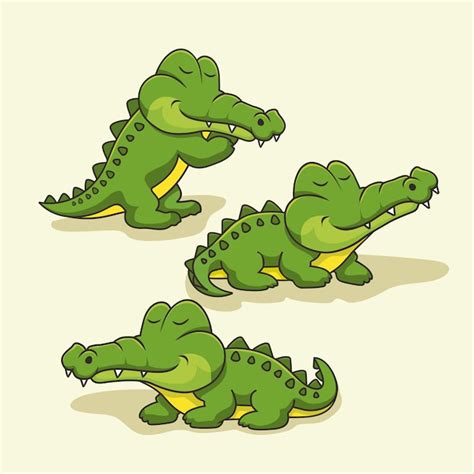 Premium Vector | Alligator cartoon cute crocodile animals set