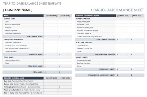 Ytd Balance Sheet Template