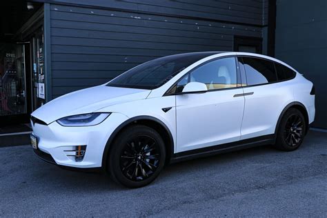 Tesla Model X Matte PPF & Satin Black Wheels & White Callipers