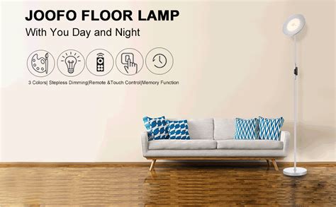 JOOFO Floor Lamp,30W/2400LM Sky LED Modern Torchiere 3 Color Temperatures Super Bright Floor ...