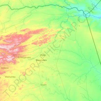 Thulamela Local Municipality topographic map, elevation, terrain