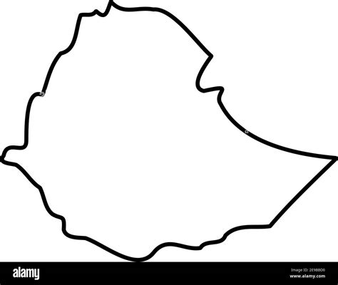 Ethiopia - solid black outline border map of country area. Simple flat ...