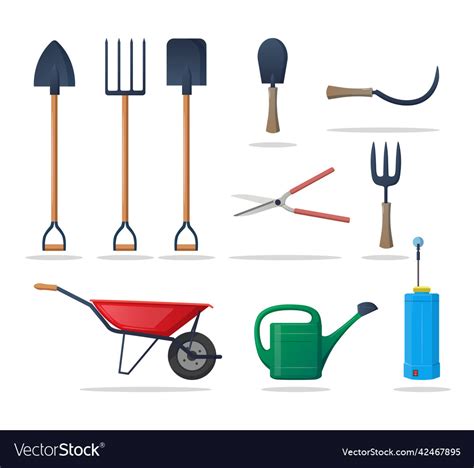 Farming and gardening tools equipment with wheel Vector Image