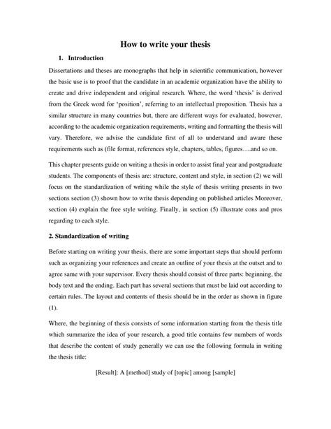 (PDF) HOW TO WRITE YOUR THESIS