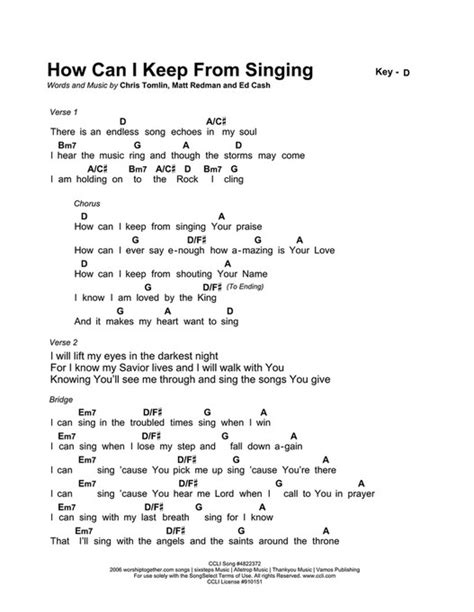 How Can I Keep From Singing Chords - Sheet and Chords Collection