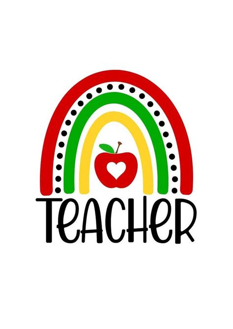 Teacher SVG, Teacher Rainbow SVG, Teacher Sign PNG, Back to School ...