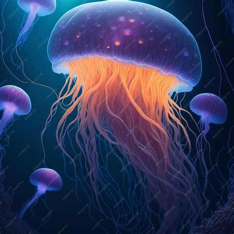 Premium AI Image | Glowing jellyfish concept art digital painting