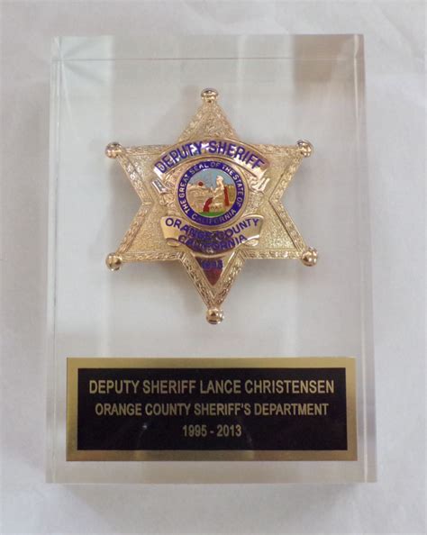 ORANGE COUNTY SHERIFF RECTANGLE LUCITE - ER Badge