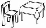 Chair And Table Coloring Page sketch template