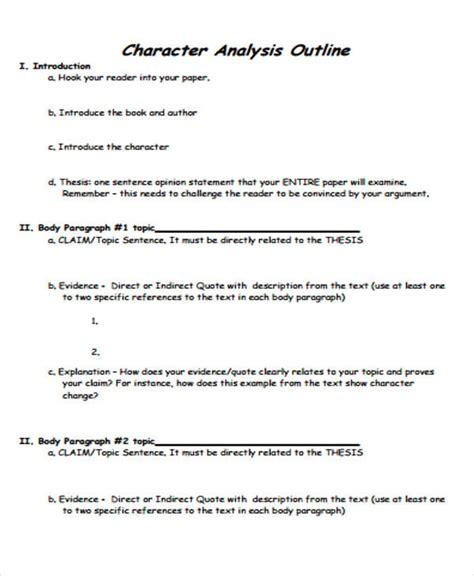 Character Outline Template