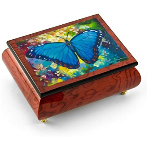 Gorgeous Handcrafted Red-Wine Butterfly Music Box by Ercolano - "Blue ...