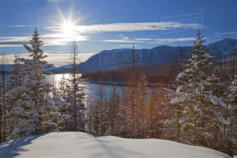 View of Lake McDonald and Apgar Range from Rocky Point in winter in ...