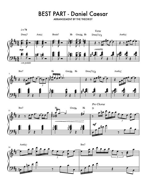 BEST PART - Daniel Caesar piano sheet music