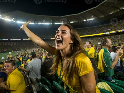 Brazilian woman celebrates her soccer teams victory AI Generative ...