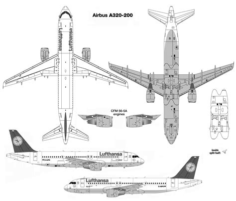 Airbus A320-200 Blueprint - Download free blueprint for 3D modeling