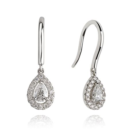 Pear Shape Diamond Drop Earrings 0.44ct | Pravins