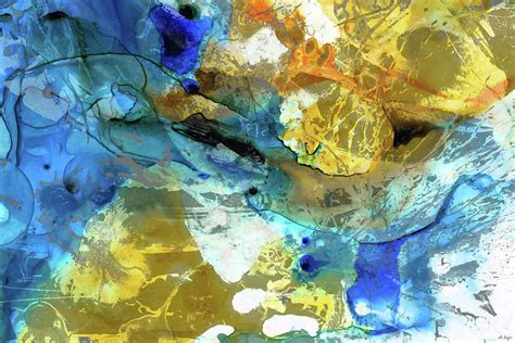 Blue and Yellow Abstract Art - Blue River - Sharon Cummings Painting by Sharon Cummings - Fine ...