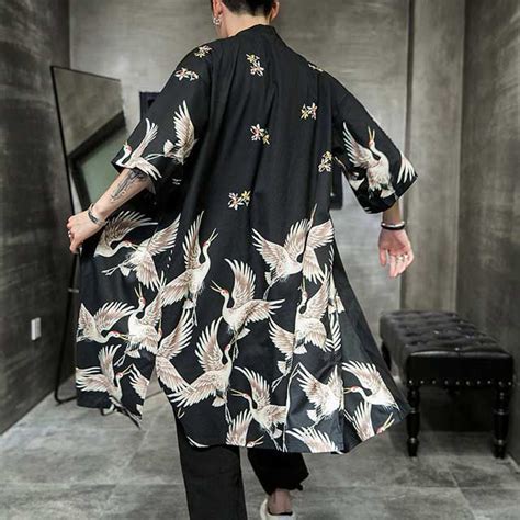 Crane Kimono Jacket | Male kimono, Clothes, Long kimono cardigan