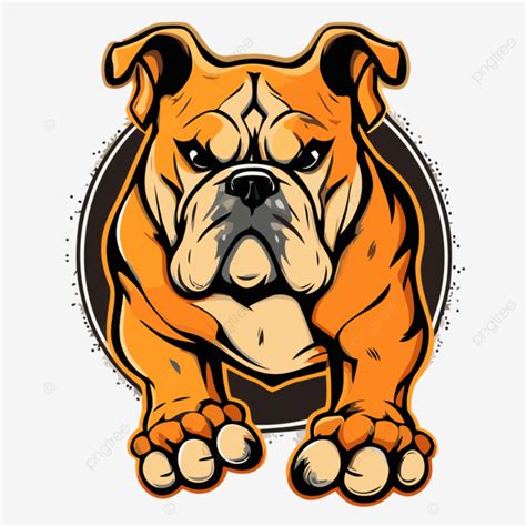 Bulldog Paw Vector, Sticker Clipart An Orange Bulldog Standing In A Circular Design Cartoon ...