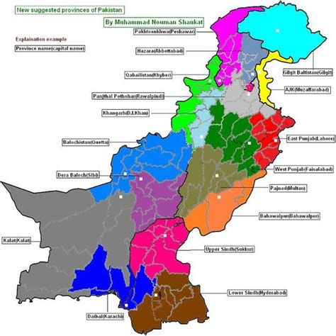 Pakistan new provinces map - pakistan • mappery