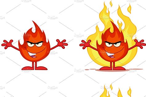 Flame Character Collection - 3 | Pre-Designed Illustrator Graphics ~ Creative Market